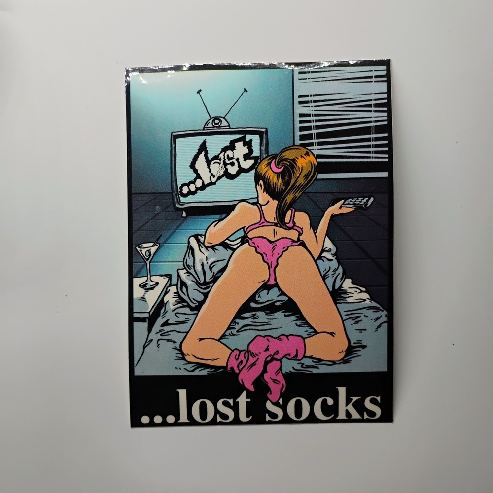 Lost Surfboards Lost Socks Sexy Girl Sticker VTG 1990's Surfing Skate Streetwear